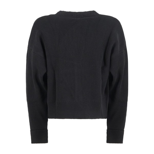 Marsem - Cardigan nero crop con lavorazione maglia inglese vestibilità over per