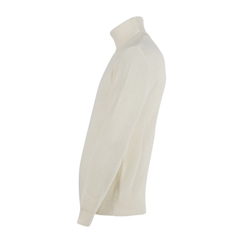 Luca Bertelli - Dolcevita bianco con lavorazione a nido d'ape per uomo | m51524 2