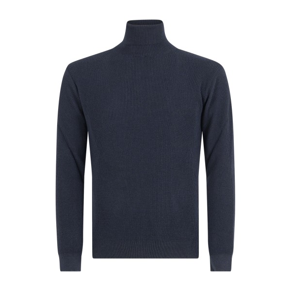 Luca Bertelli - Dolcevita blu con lavorazione a nido d'ape per uomo | m51524