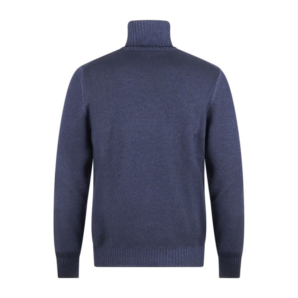 Gran Sasso - Dolcevita blu in lana vergine tinto freddo per uomo | ciclista m/l