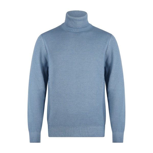 Gran Sasso - Dolcevita celeste in lana vergine tinto freddo per uomo | ciclista