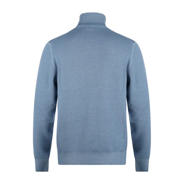 Gran Sasso - Dolcevita celeste in lana vergine tinto freddo per uomo | ciclista