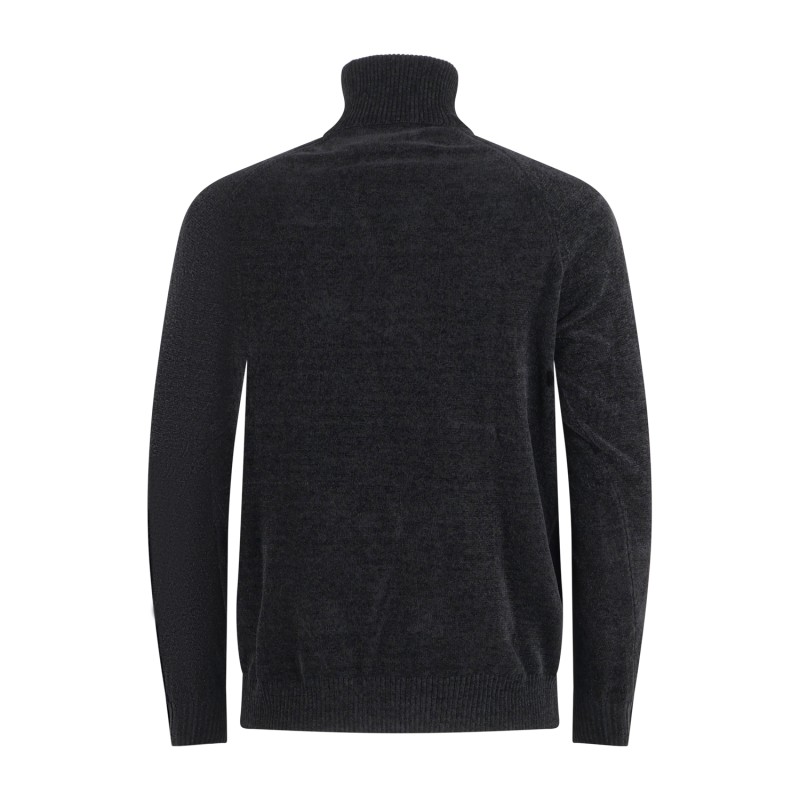 Unity - Dolcevita nero in ciniglia con filati tecnici per uomo | kn-popov cheni