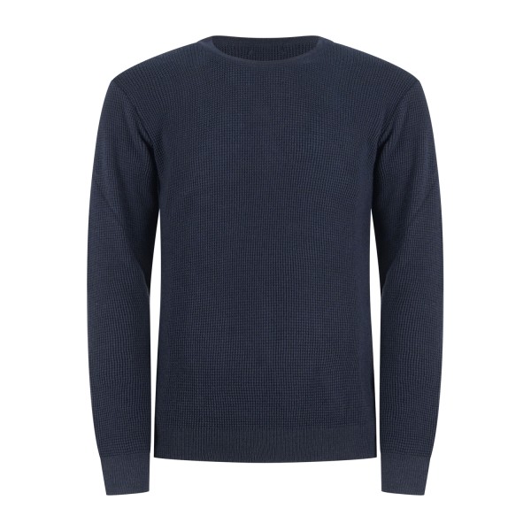 Luca Bertelli - Maglione blu girocollo con lavorazione a nido d'ape per uomo |