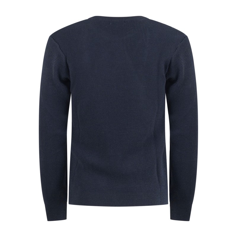 Luca Bertelli - Maglione blu girocollo con lavorazione a nido d'ape per uomo |