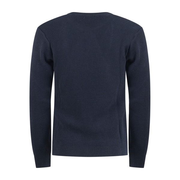 Luca Bertelli - Maglione blu girocollo con lavorazione a nido d'ape per uomo |