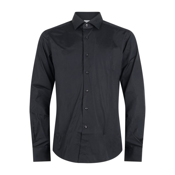 Xacus - Camicia nera in cotone stretch Tailor fit per uomo | 558ml 16113.003