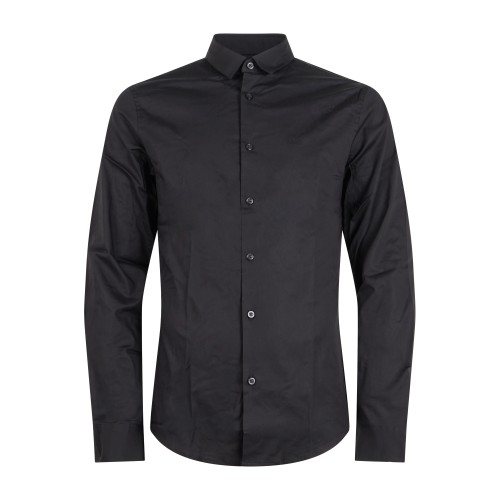 Armani Exchange - Camicia nera con logo ricamato sul petto per uomo | 8nzc31
