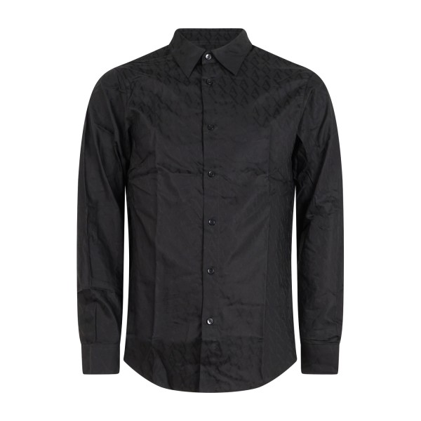 Armani Exchange - Camicia nera con logo all-over A|X tono su tono per uomo |