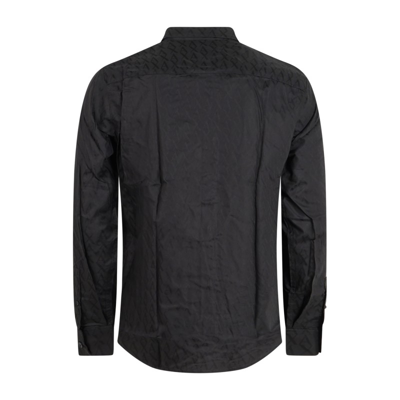 Armani Exchange - Camicia nera con logo all-over A|X tono su tono per uomo |