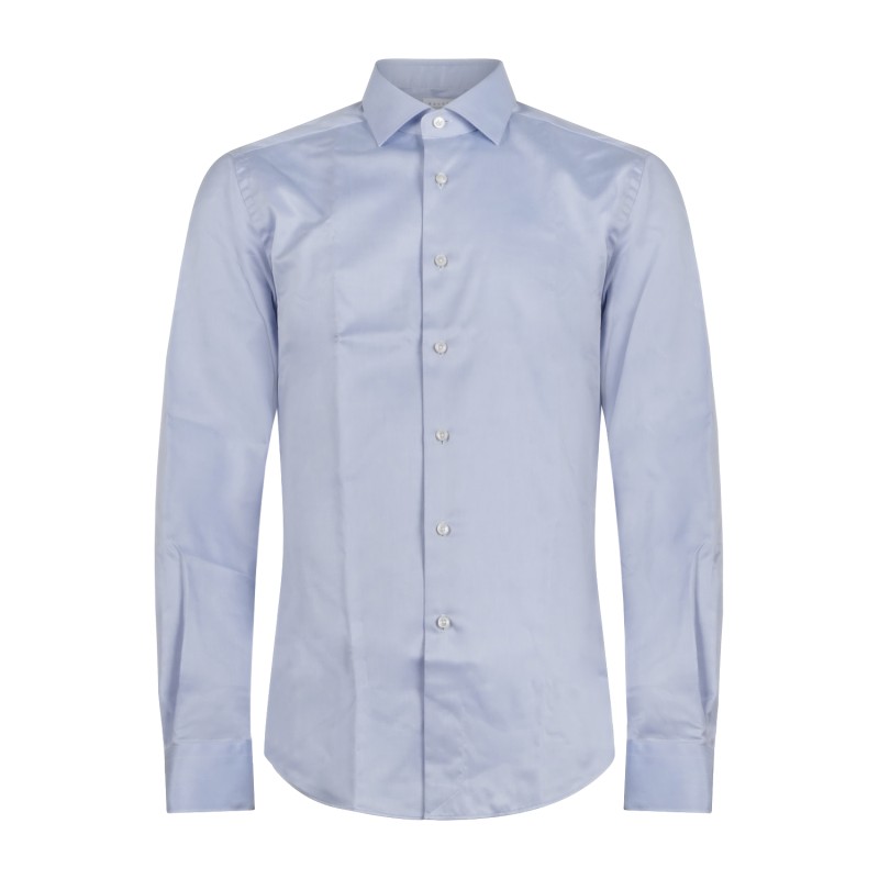 Xacus - Camicia celeste travel shirt in cotone tailor fit per uomo | wf558ml
