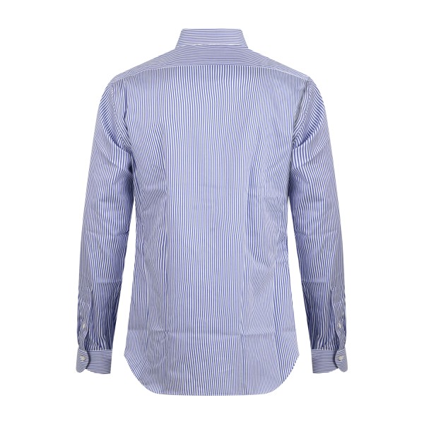 Xacus - Camicia blu a righe travel shirt in cotone tailor fit per uomo | Xacus - Camicia blu a righe travel shirt in cotone tailor fit per uomo |