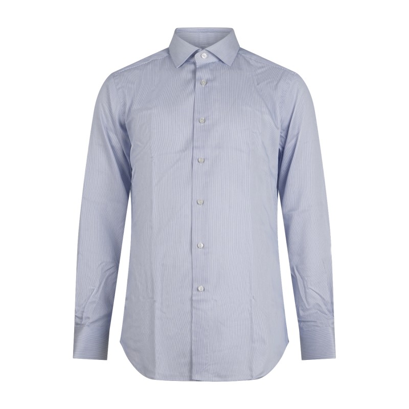 Xacus - Camicia bianca a righe blu travel shirt in cotone tailor fit per uomo |