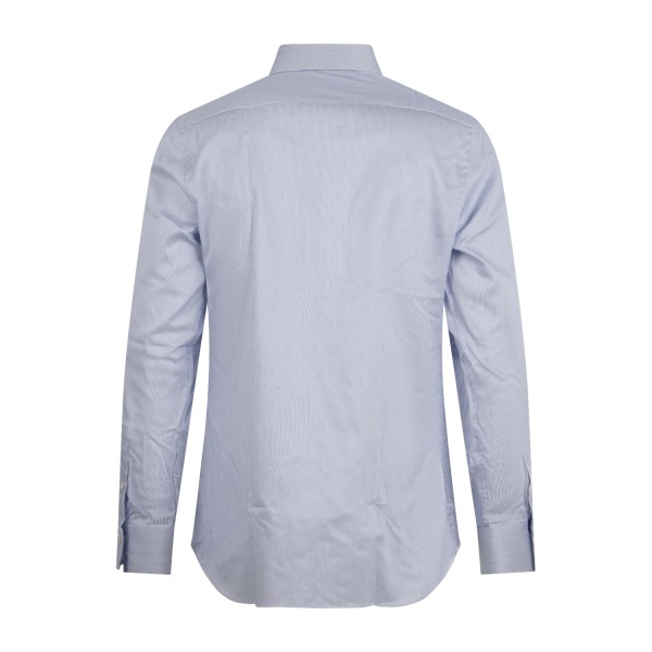 Xacus - Camicia bianca a righe blu travel shirt in cotone tailor fit per uomo | Xacus - Camicia bianca a righe blu travel shirt in cotone tailor fit per uomo |
