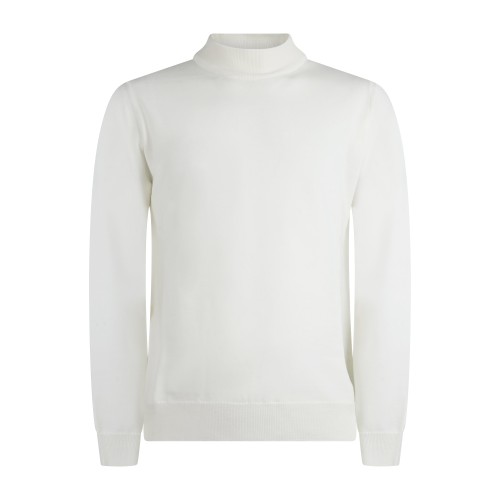 +39 Masq - Lupetto bianco in lana merino extrafine per uomo | m5625-5004
