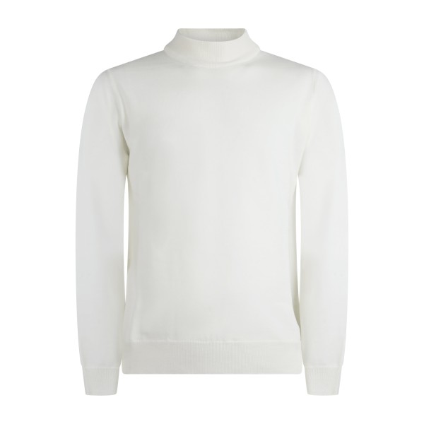 +39 Masq - Lupetto bianco in lana merino extrafine per uomo | m5625-5004