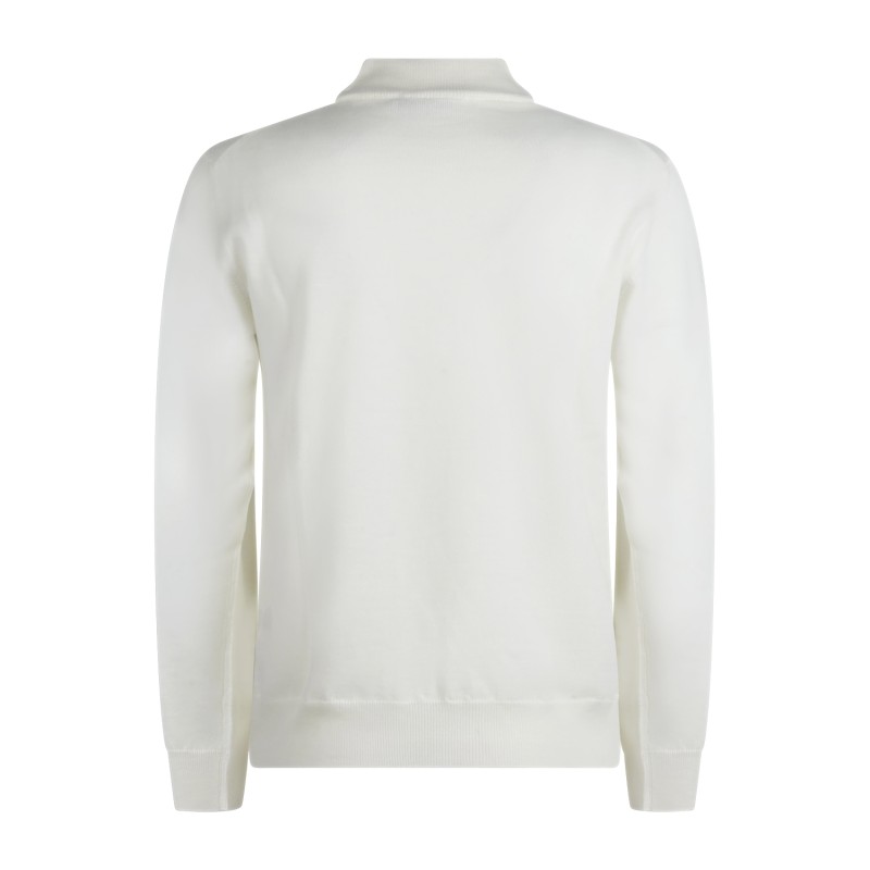 +39 Masq - Lupetto bianco in lana merino extrafine per uomo | m5625-5004