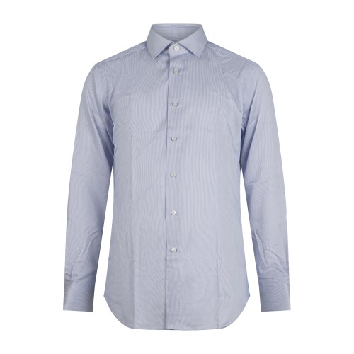 Xacus - Camicia bianca a righe blu travel shirt in cotone evolution fit per