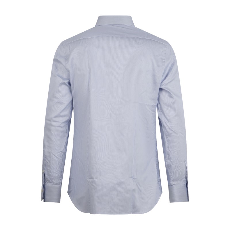 Xacus - Camicia bianca a righe blu travel shirt in cotone evolution fit per