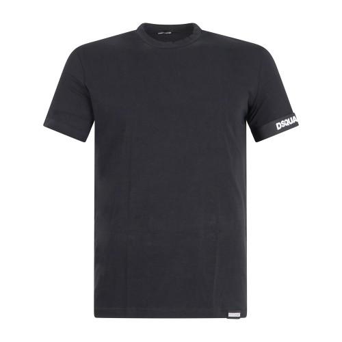 Dsquared2 - T-shirt nera Urban manica corta con banda logo sulla manica per