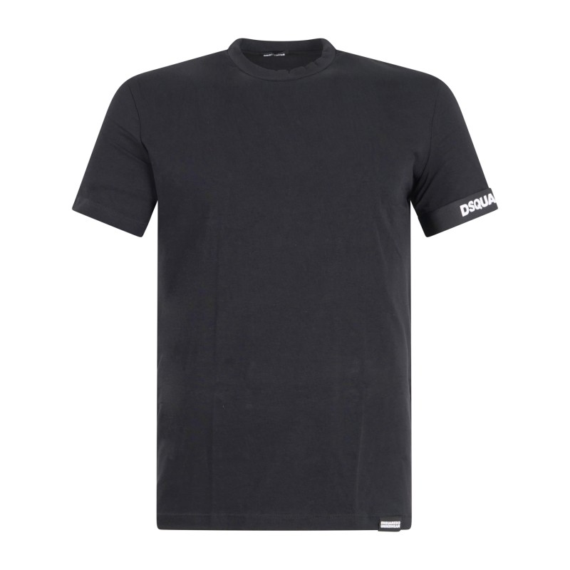 Dsquared2 - T-shirt nera Urban manica corta con banda logo sulla manica per