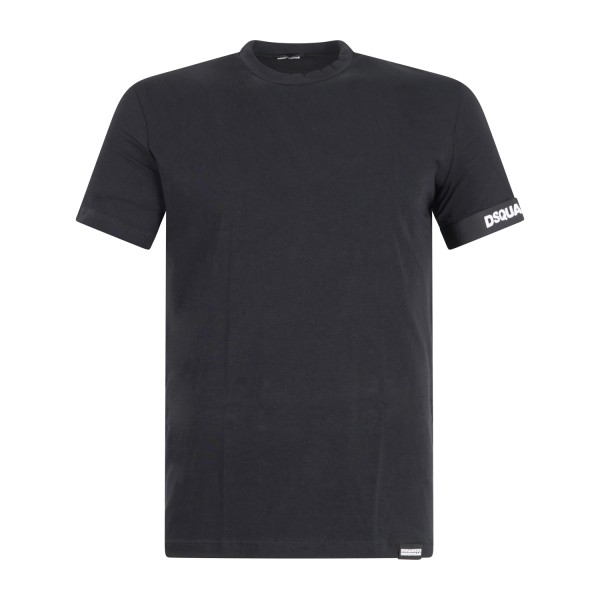 Dsquared2 - T-shirt nera Urban manica corta con banda logo sulla manica per