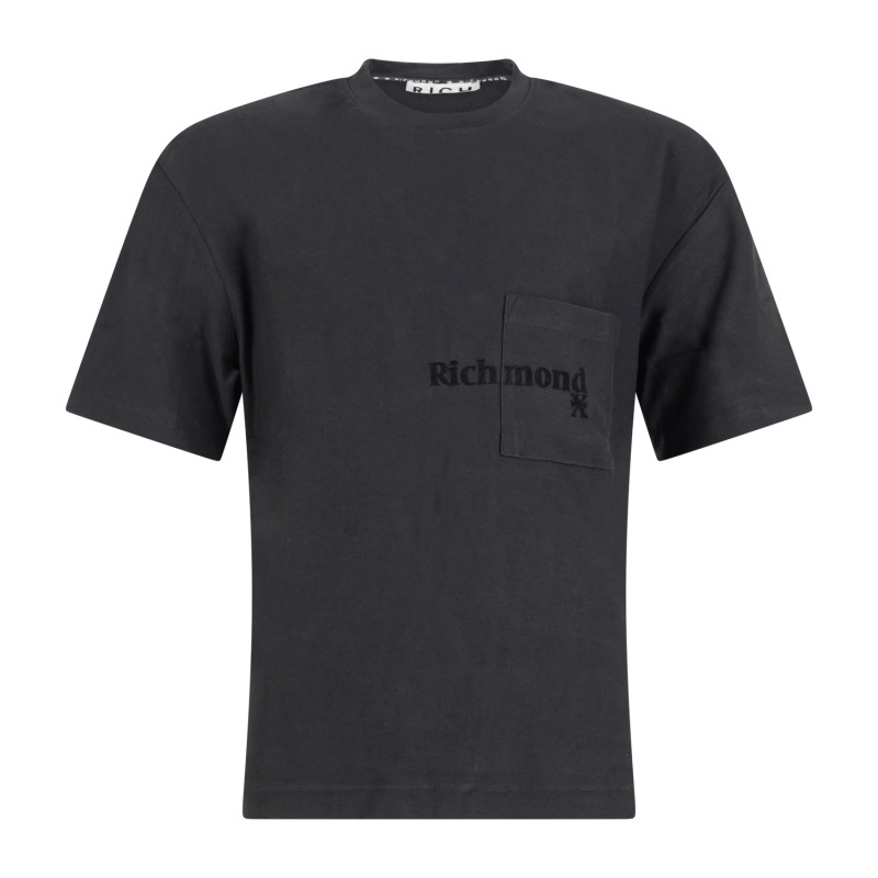 Richmond X - T-shirt nera Kadiogo con taschino e stampa logo sul petto per uomo