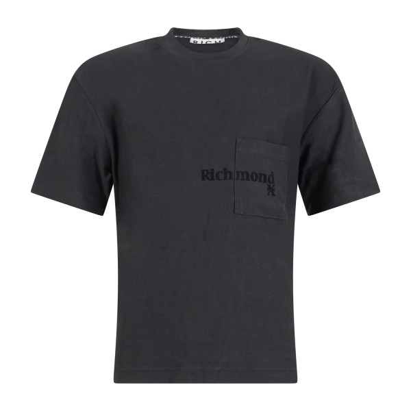 Richmond X - T-shirt nera Kadiogo con taschino e stampa logo sul petto per uomo Richmond X - T-shirt nera Kadiogo con taschino e stampa logo sul petto per uomo