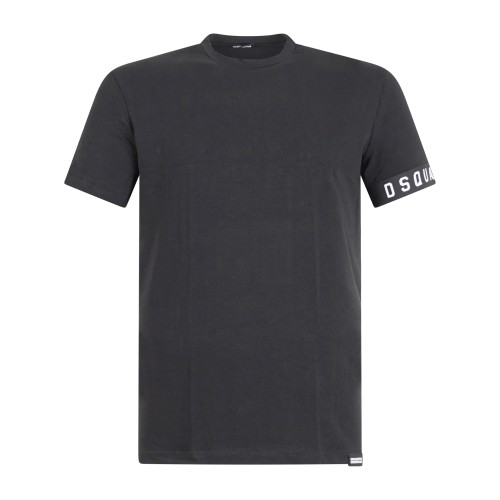 Dsquared2 - T-shirt nera Day & Night manica corta con banda logo sulla manica
