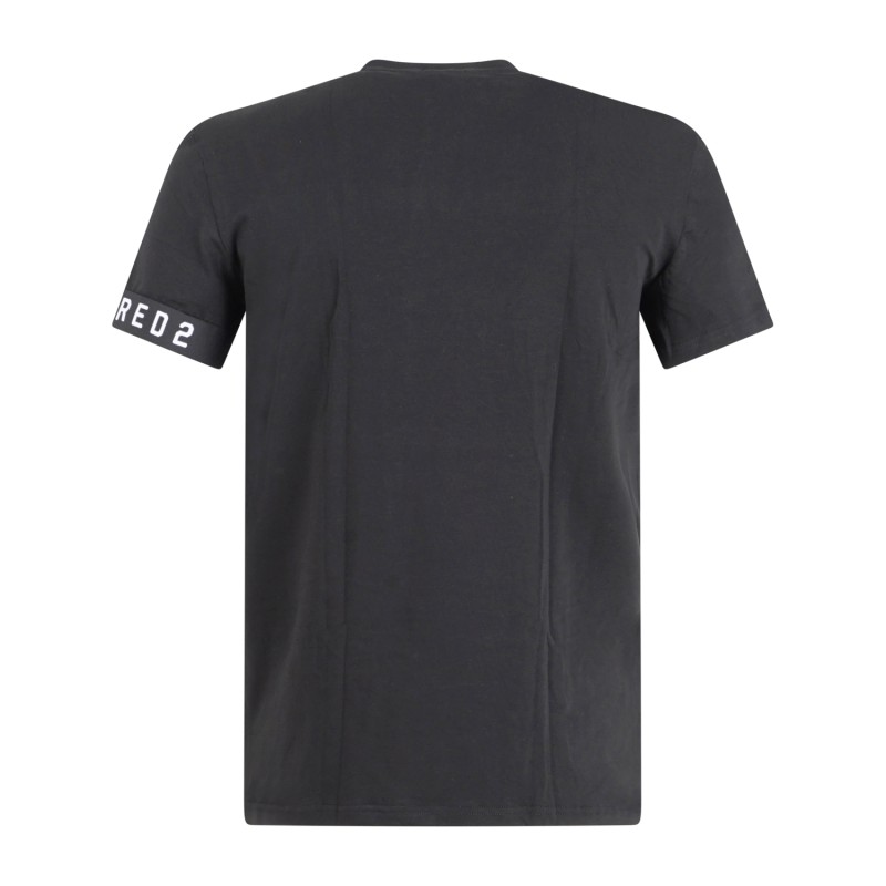 Dsquared2 - T-shirt nera Day & Night manica corta con banda logo sulla manica