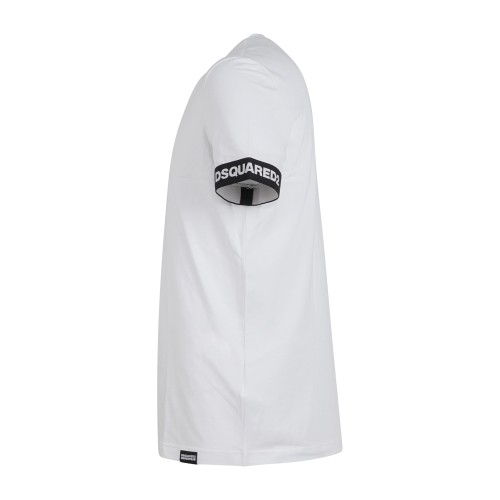 Dsquared2 - T-shirt bianca Urban manica corta con banda logo sulla manica per 2