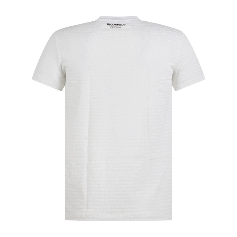 Dsquared2 - T-shirt bianca manica corta a fantasia allover per uomo | d9m206050