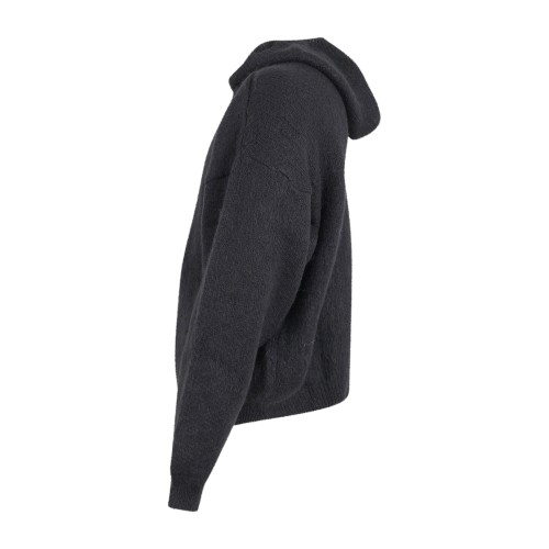 Marsem - Maglione nero con cappuccio in mohair vestibilità over per uomo | 2