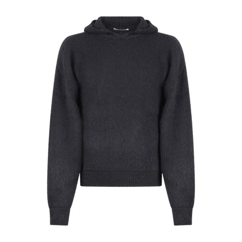 Marsem - Maglione nero con cappuccio in mohair vestibilità over per uomo |