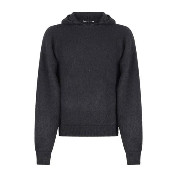 Marsem - Maglione nero con cappuccio in mohair vestibilità over per uomo |