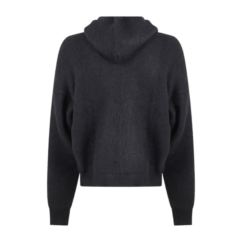 Marsem - Maglione nero con cappuccio in mohair vestibilità over per uomo |