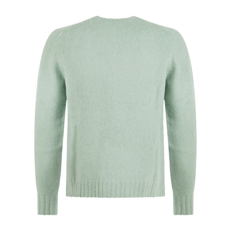 Roy Roger's - Maglione girocollo verde in pura lana Shetland per uomo |