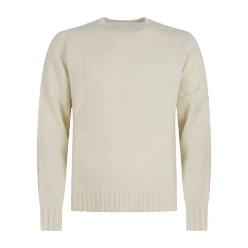 Roy Roger's - Maglione girocollo bianco in pura lana Shetland per uomo |