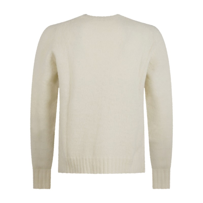 Roy Roger's - Maglione girocollo bianco in pura lana Shetland per uomo |