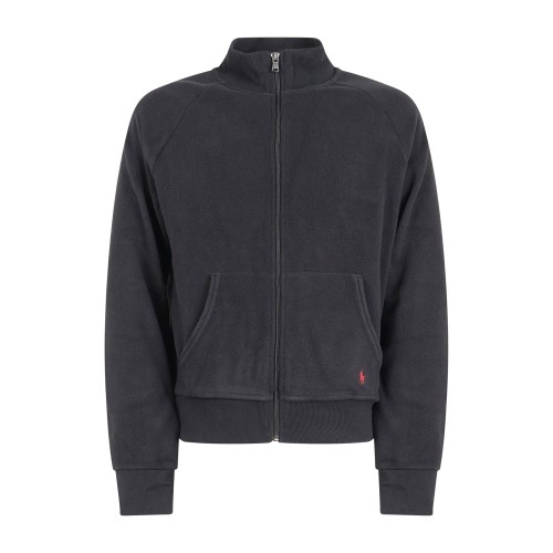 Polo Ralph Lauren - Felpa nera in pile fullzip e patch logo ricamato per uomo |