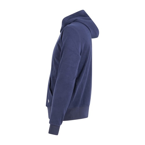Polo Ralph Lauren - Felpa blu in pile con cappuccio e patch logo ricamato per 2