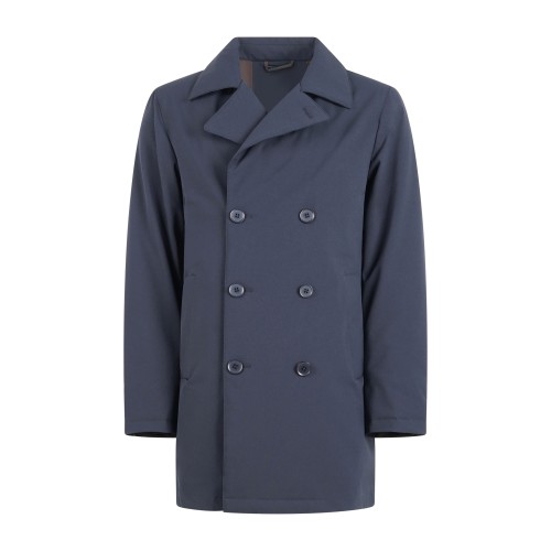 AT.P.CO - Impermeabile blu Joshua a doppiopetto in tessuto tecnico imbottito