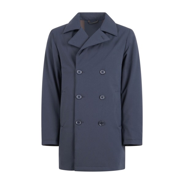 AT.P.CO - Impermeabile blu Joshua a doppiopetto in tessuto tecnico imbottito