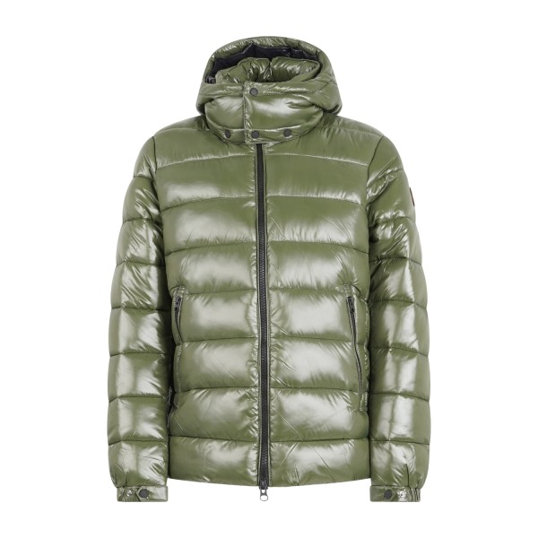 Save The Duck - Giubbotto verde Florian in tessuto lucido con cappuccio per