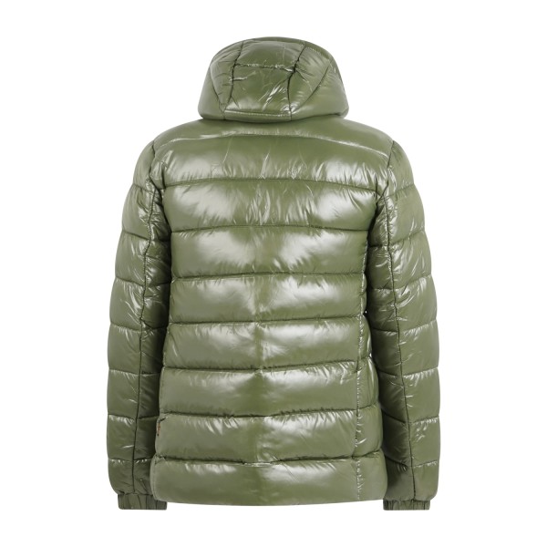 Save The Duck - Giubbotto verde Florian in tessuto lucido con cappuccio per