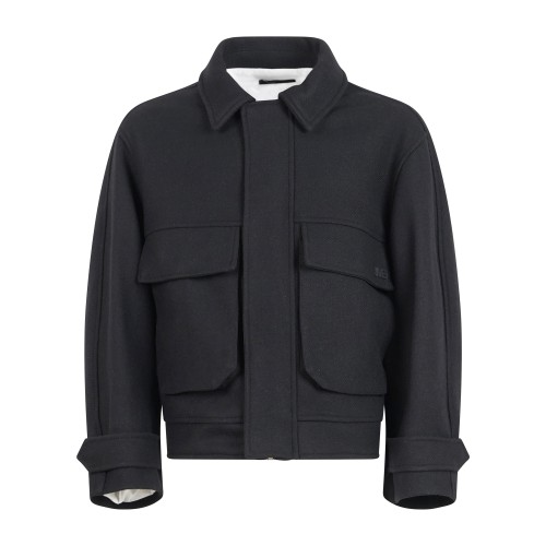 I'm Brian - Giubbotto nero in mistolana con lavorazione relaxed fit per uomo |