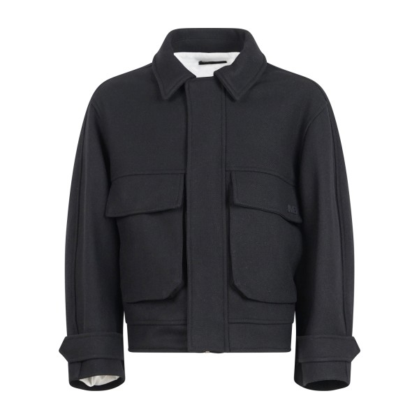 I'm Brian - Giubbotto nero in mistolana con lavorazione relaxed fit per uomo |