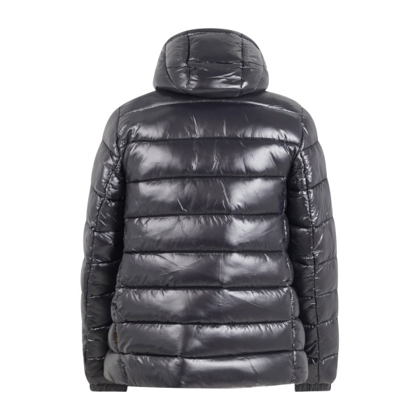 Save The Duck - Giubbotto nero Florian in tessuto lucido con cappuccio per uomo