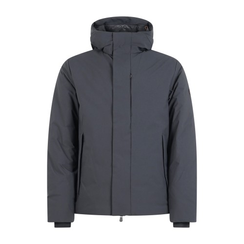 Save The Duck - Giubbotto nero con cappuccio e patch logo per uomo | d31297m