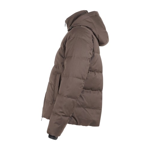 AT.P.CO - Giubbotto marrone Julian in nylon con cappuccio effetto lana per uomo 2